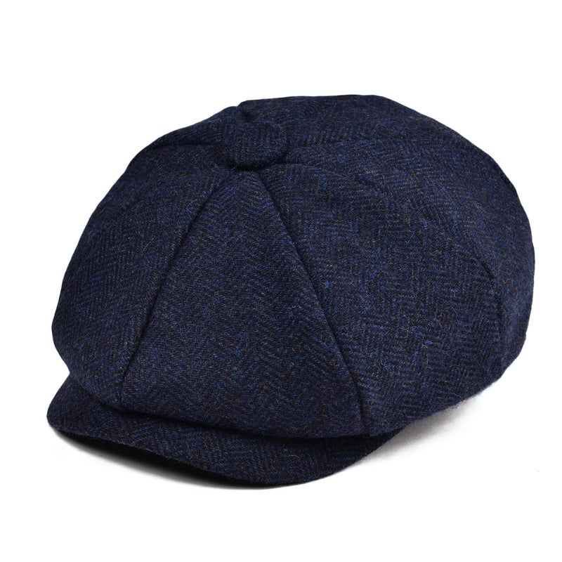 JANGOUL Boys Vintage Newsboy Cap Tweed Flat Beret Cabbie Hat for Kids Toddler Pageboy (48cm(6-24 Months), Navy) - Image 1